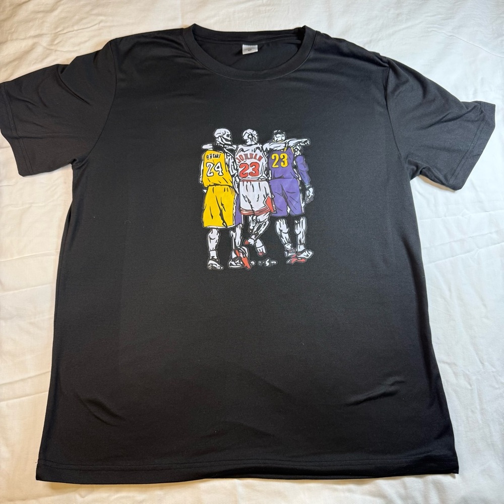 Black, Custom Graphic T-Shirt Of Three NBA Legends